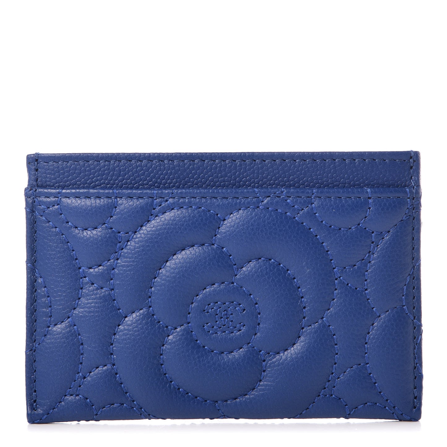Caviar Camellia Quilted Card Holder Blue