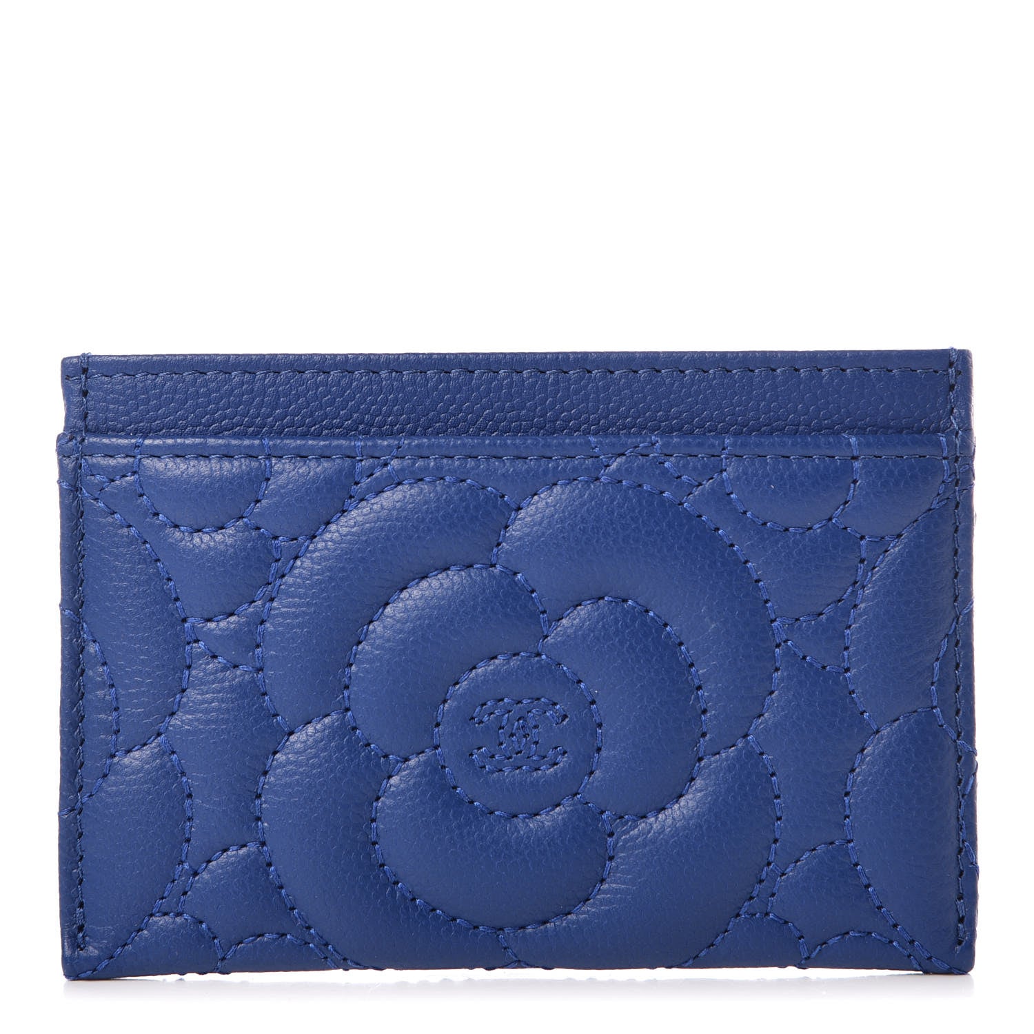 Chanel Caviar Camellia Quilted Card Holder Blue 1 of 8