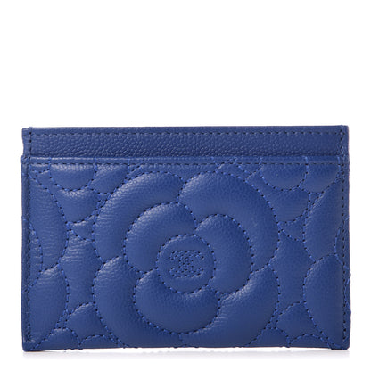 Chanel Caviar Camellia Quilted Card Holder Blue 1 of 8