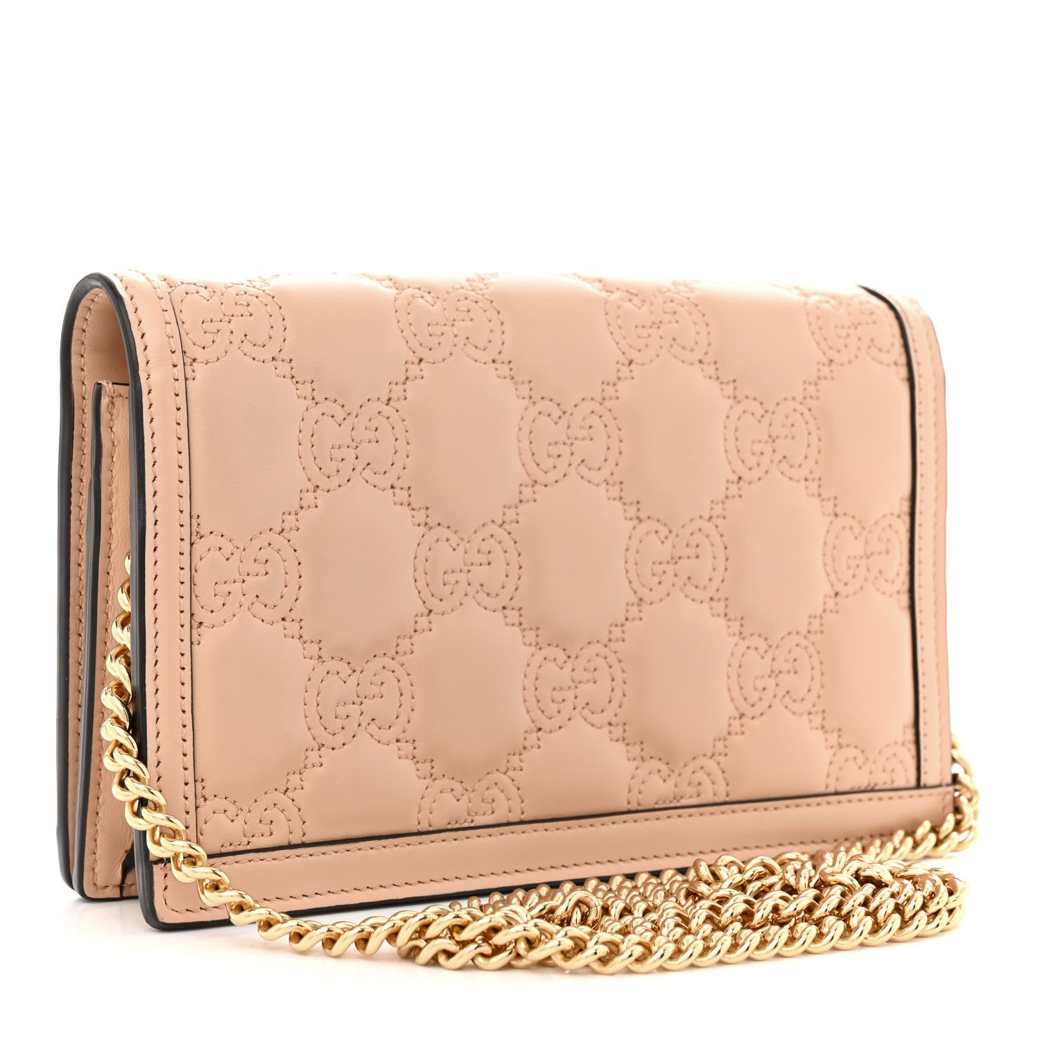 Gucci Calfskin GG Matelasse Chain Wallet Perfect Pink 3 of 9