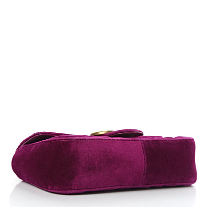 Gucci Velvet Matelasse Mini GG Marmont Shoulder Bag Fuchsia Violet Cyclamen 4 of 10