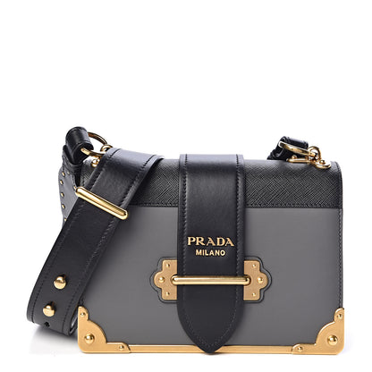 Prada City Calfskin Saffiano Cahier Bag Mercurio Black 1 of 9
