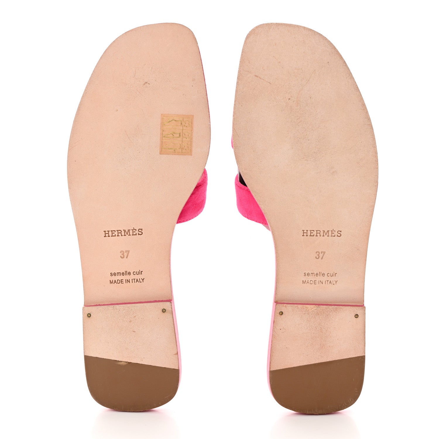 Hermes Suede Goatskin Oran Sandals 37 Rose Fuchsia 1407135