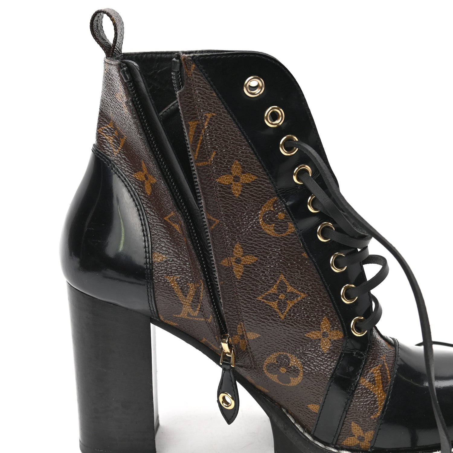 Louis Vuitton Patent Calfskin Monogram Star Trail Ankle Boots 38 Black 9 of 10