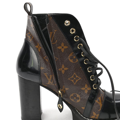 Louis Vuitton Patent Calfskin Monogram Star Trail Ankle Boots 38 Black 9 of 10