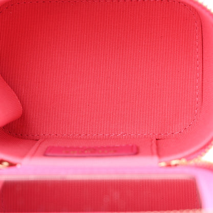 Chanel Lambskin Quilted Mini Vanity Case With Pearl Chain Pink 4 of 10