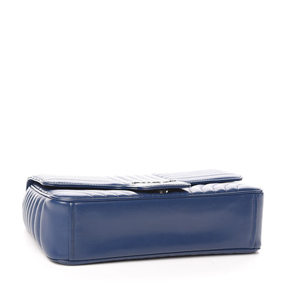 Prada Soft Calfskin Impunture Diagramme Large Chain Flap Shoulder Bag Bluette 4 of 10