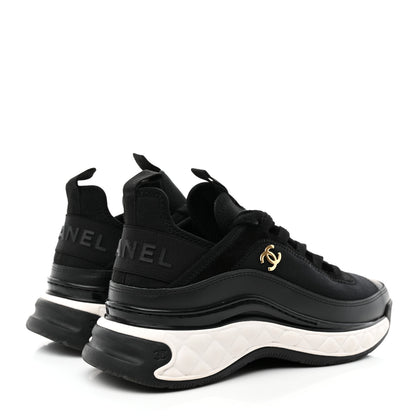 Chanel Velvet Calfskin Mixed Fibers CC Sneakers 36.5 Black 4 of 14