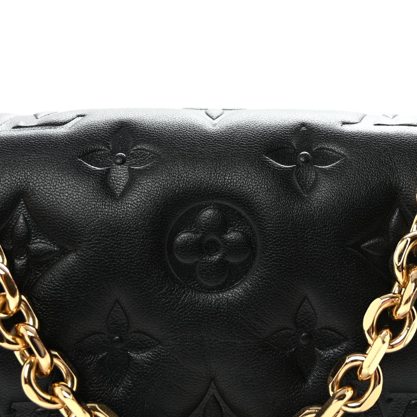 Lambskin Embossed Monogram Pochette Coussin Black