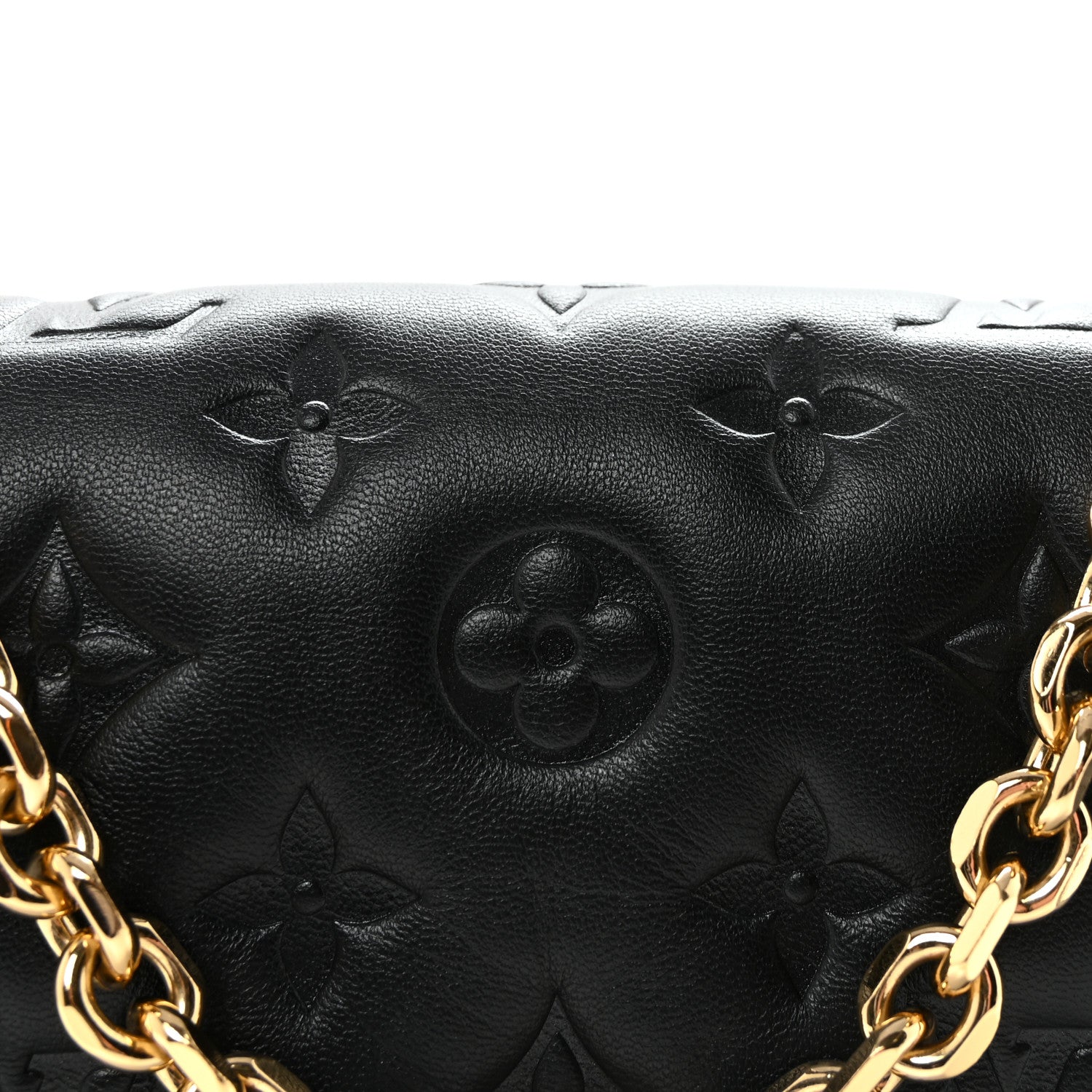 Louis Vuitton Lambskin Embossed Monogram Pochette Coussin Black 7 of 9