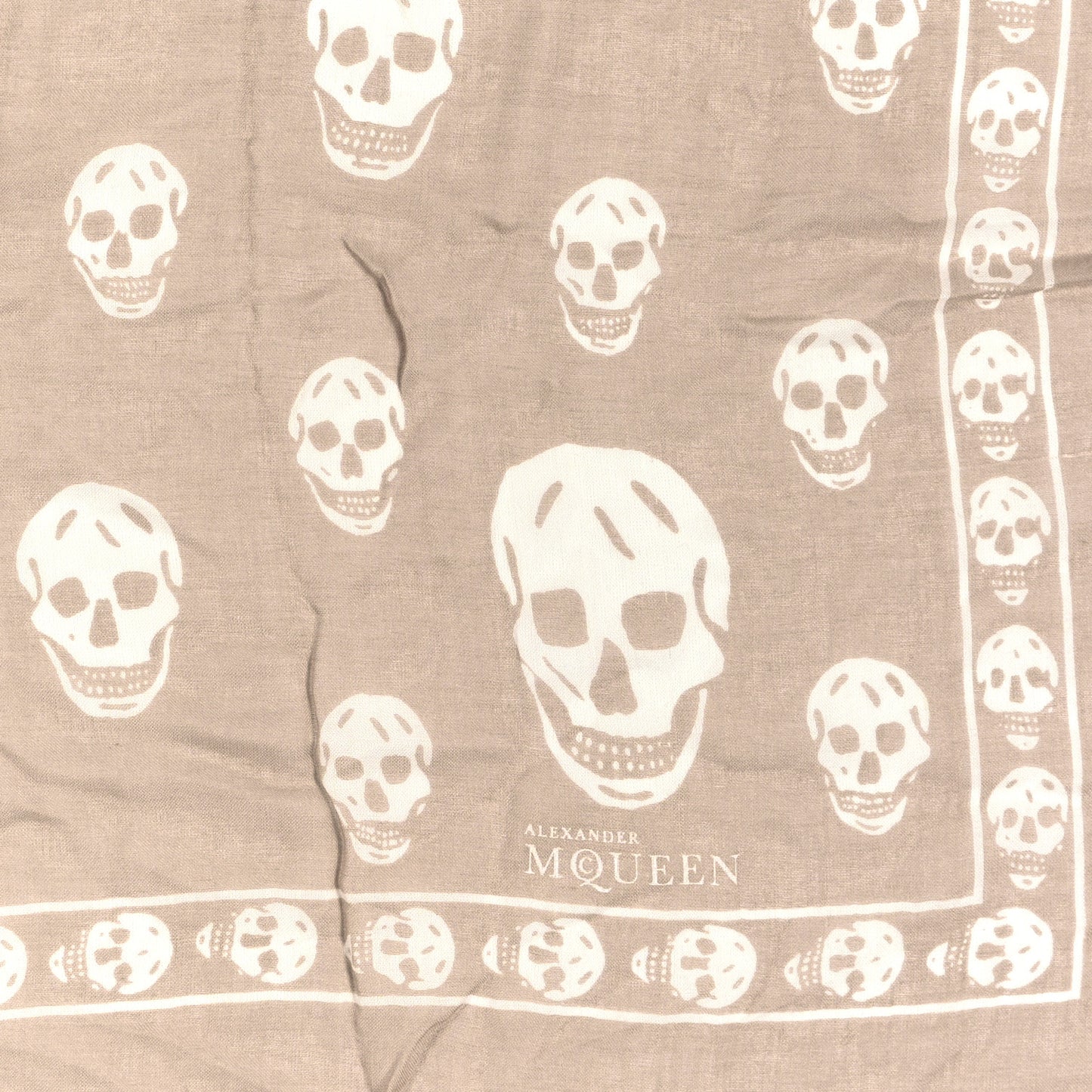 Silk Chiffon Skull Scarf Beige Ivory