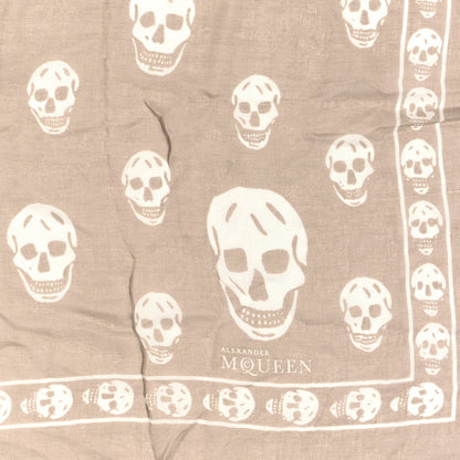 Alexander McQueen Silk Chiffon Skull Scarf Beige Ivory 2 of 5