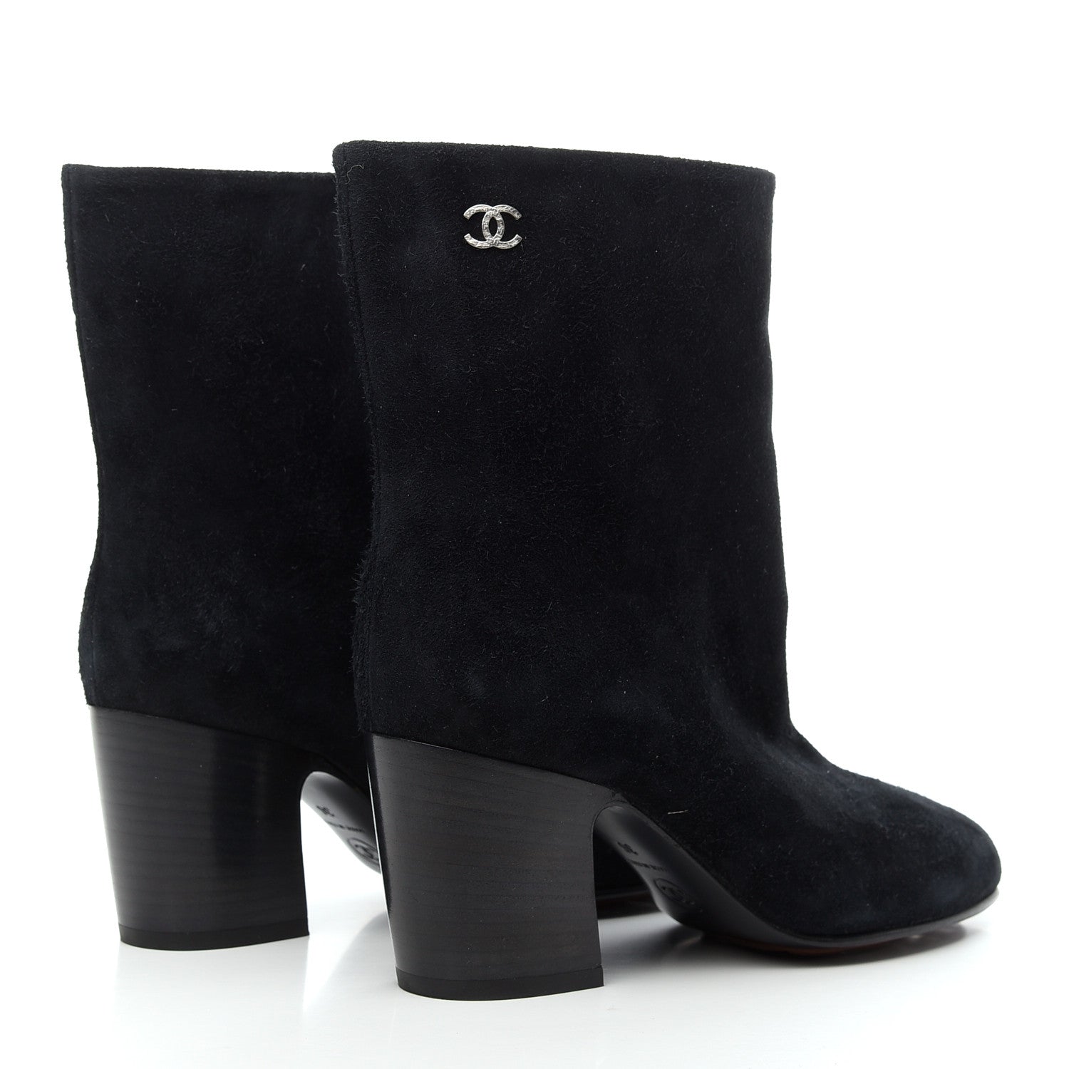 Chanel Suede Calfskin CC Short Boots 36 Navy 4 of 8
