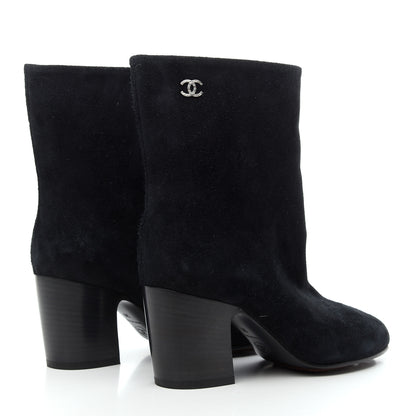 Chanel Suede Calfskin CC Short Boots 36 Navy 4 of 8