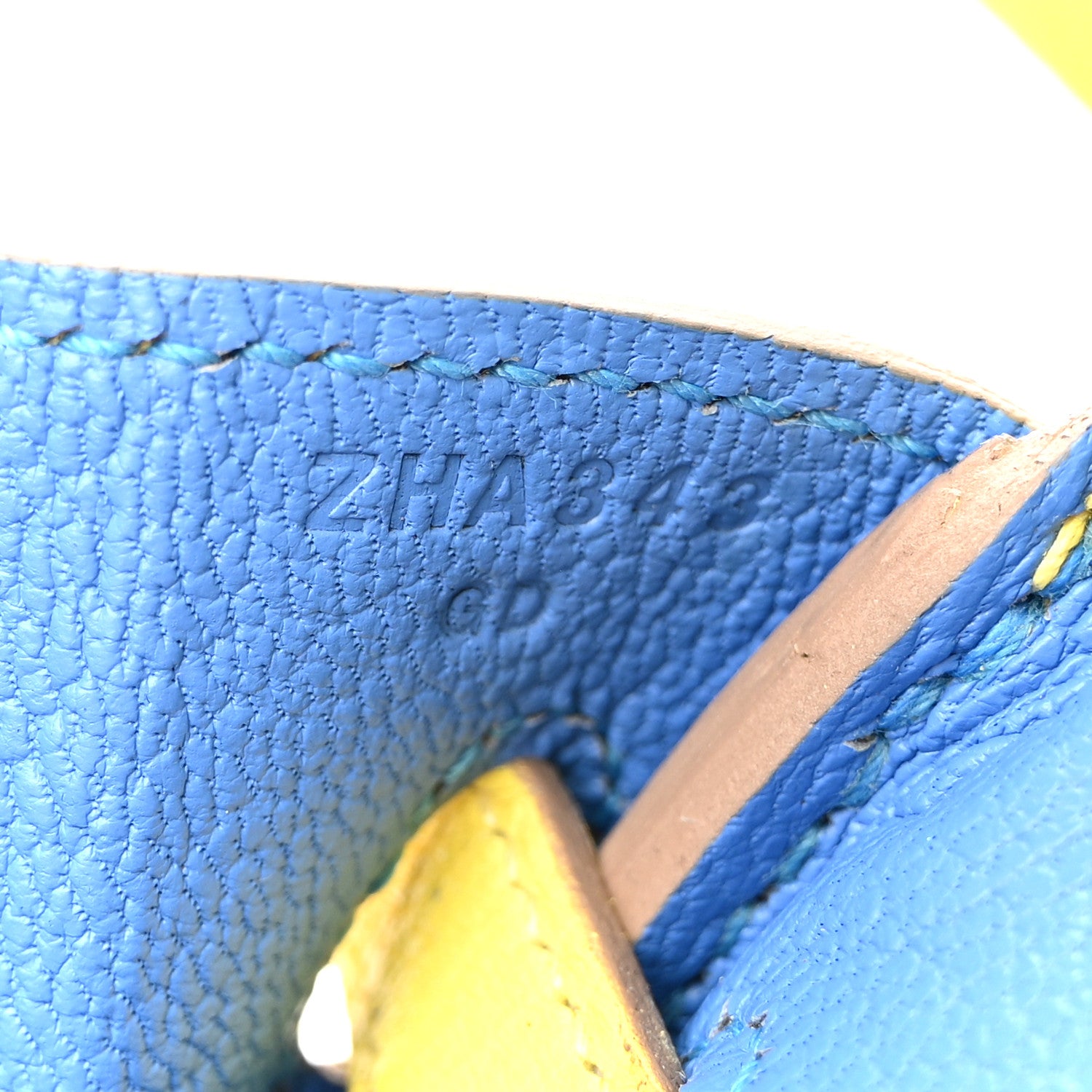 Hermes Taurillon Novillo Verso Birkin 25 Lime Bleuet 7 of 13