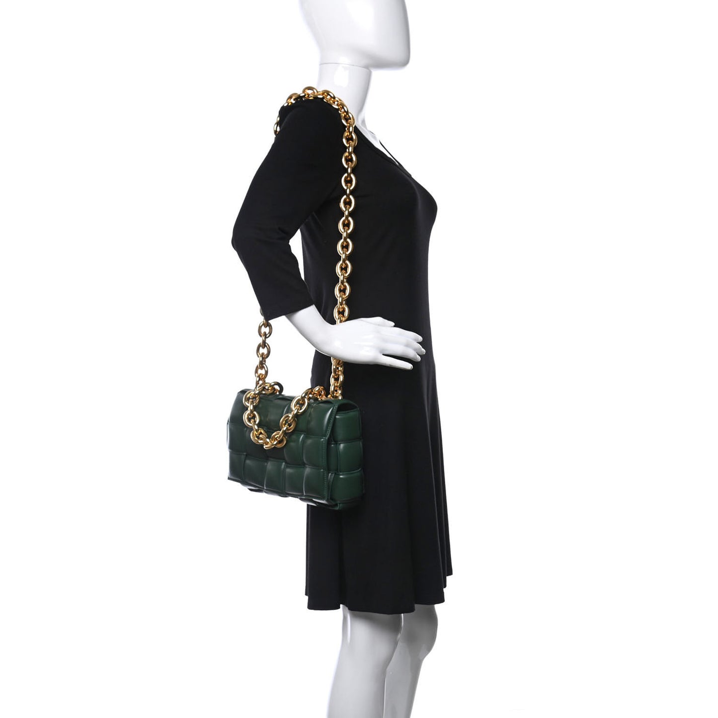 Lambskin Maxi Intreccio Padded Chain Cassette Crossbody Bag Raintree