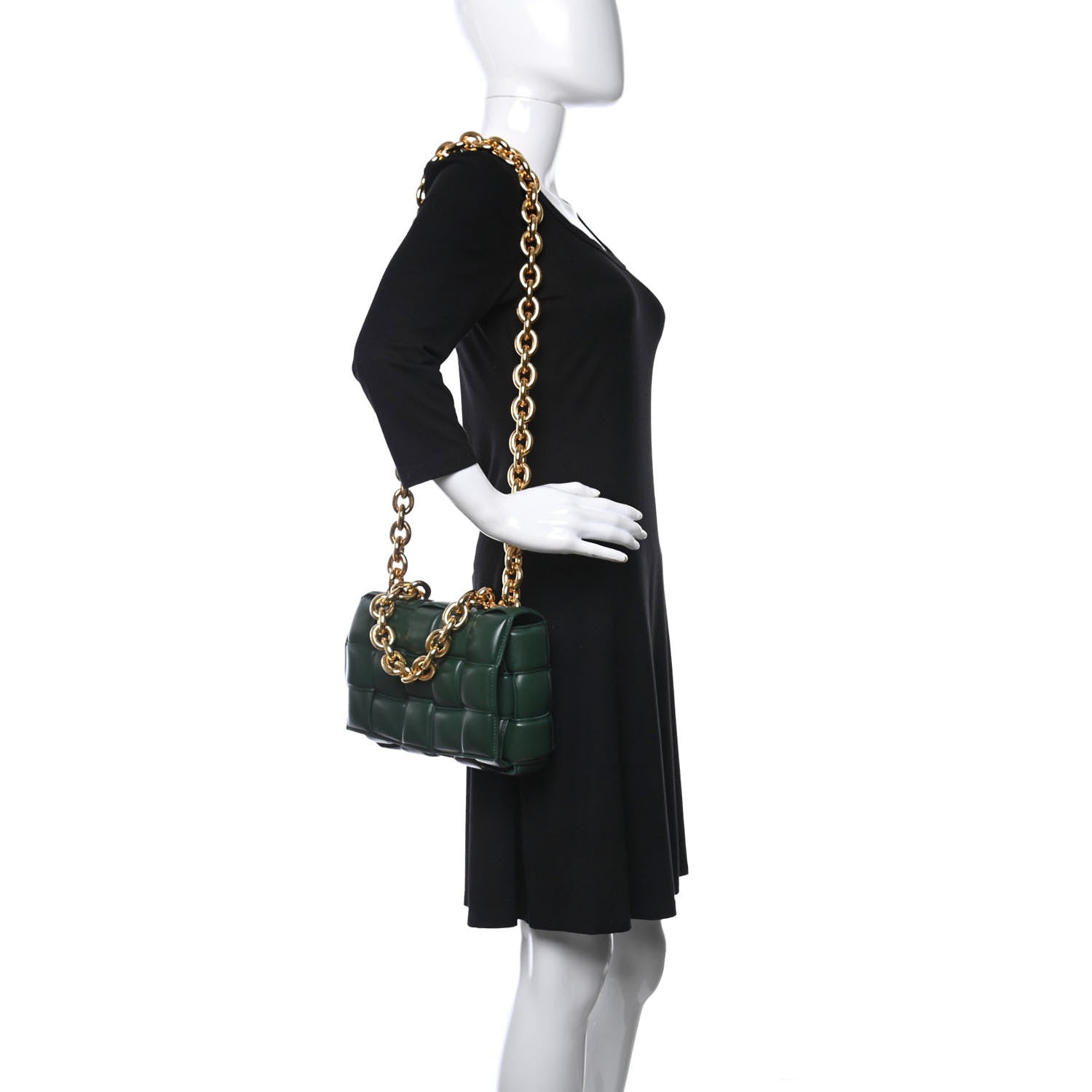 Bottega Veneta Lambskin Maxi Intreccio Padded Chain Cassette Crossbody Bag Raintree 2 of 8