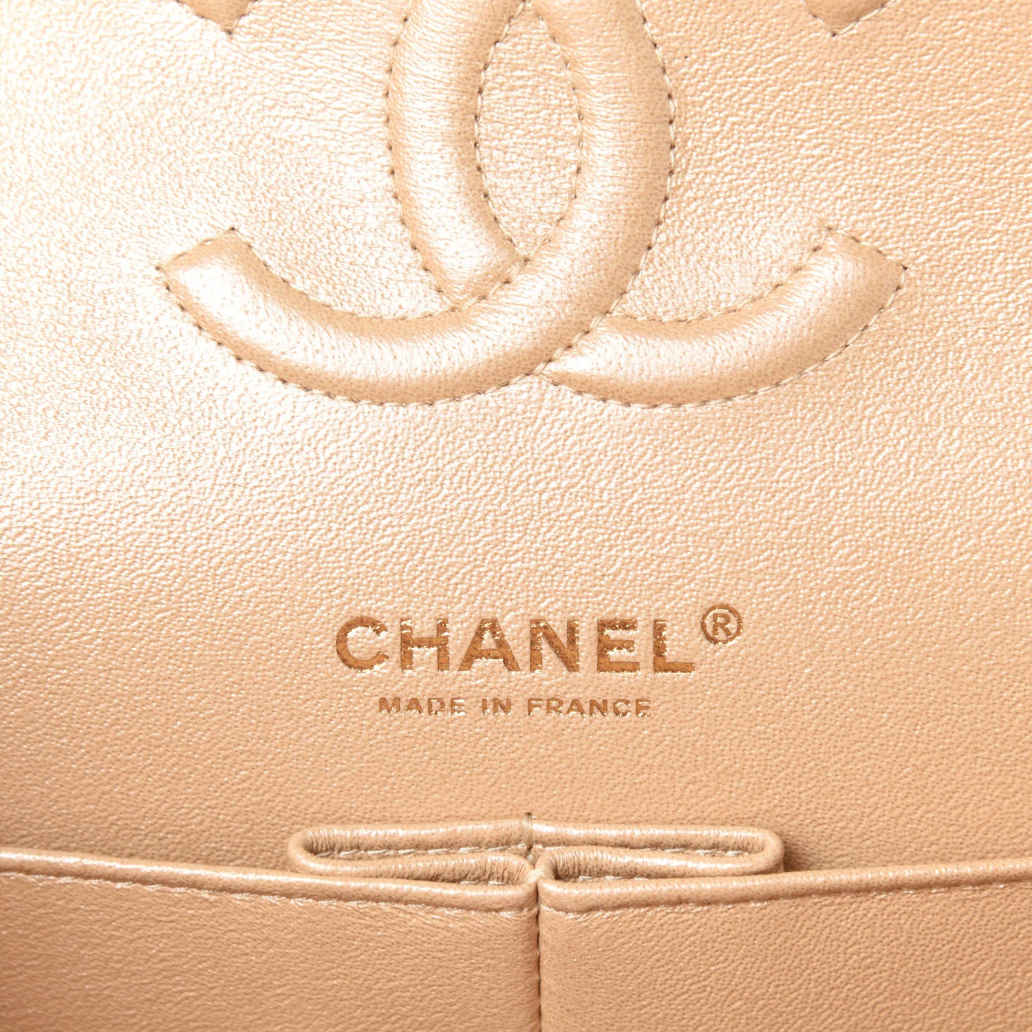 Chanel Iridescent Caviar Quilted Medium Double Flap Beige 8 of 11