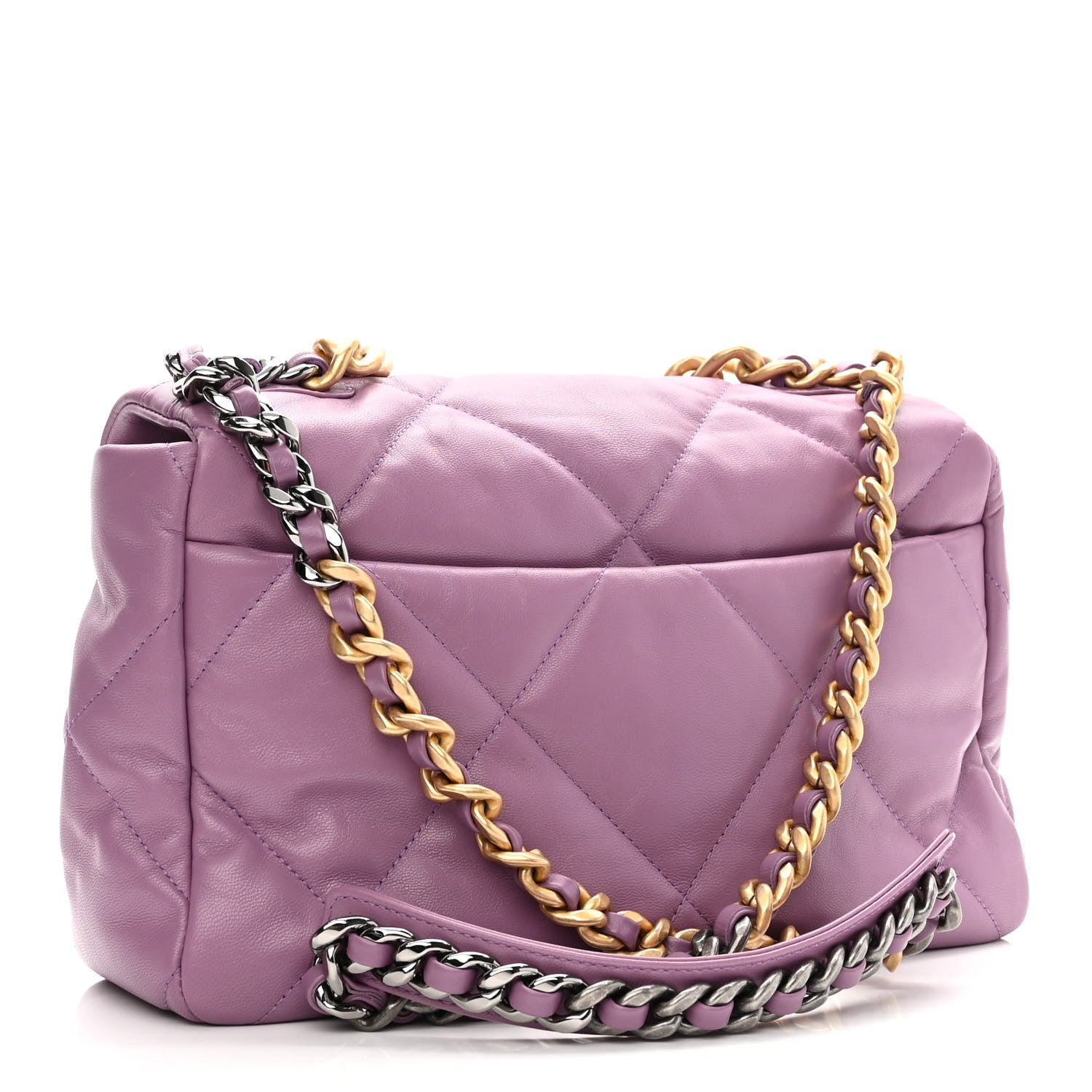 Chanel Goatskin Quilted Large Chanel 19 Flap Purple 3 of 10