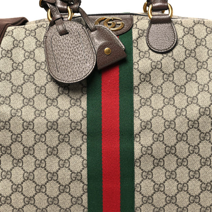 Gucci GG Supreme Monogram Textured Dollar Calfskin Web Medium Ophidia Carry-On Duffle Bag Beige Ebony New Acero 7 of 9