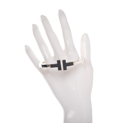 Tiffany Sterling Silver 18K Yellow Gold Black Ceramic T Square Bracelet 2 of 5