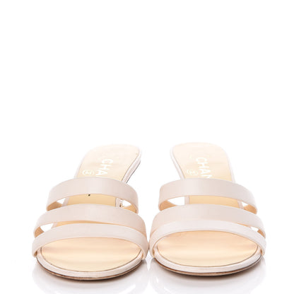 Chanel Calfskin Pearl CC Mule Sandals 36 White 2 of 18