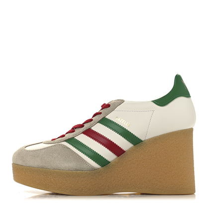 Gucci X ADIDAS Suede Madeira Gazelle Wedge Sneakers 40.5 Oatmeal White New Shamarock Hibiscus Red 1 of 10
