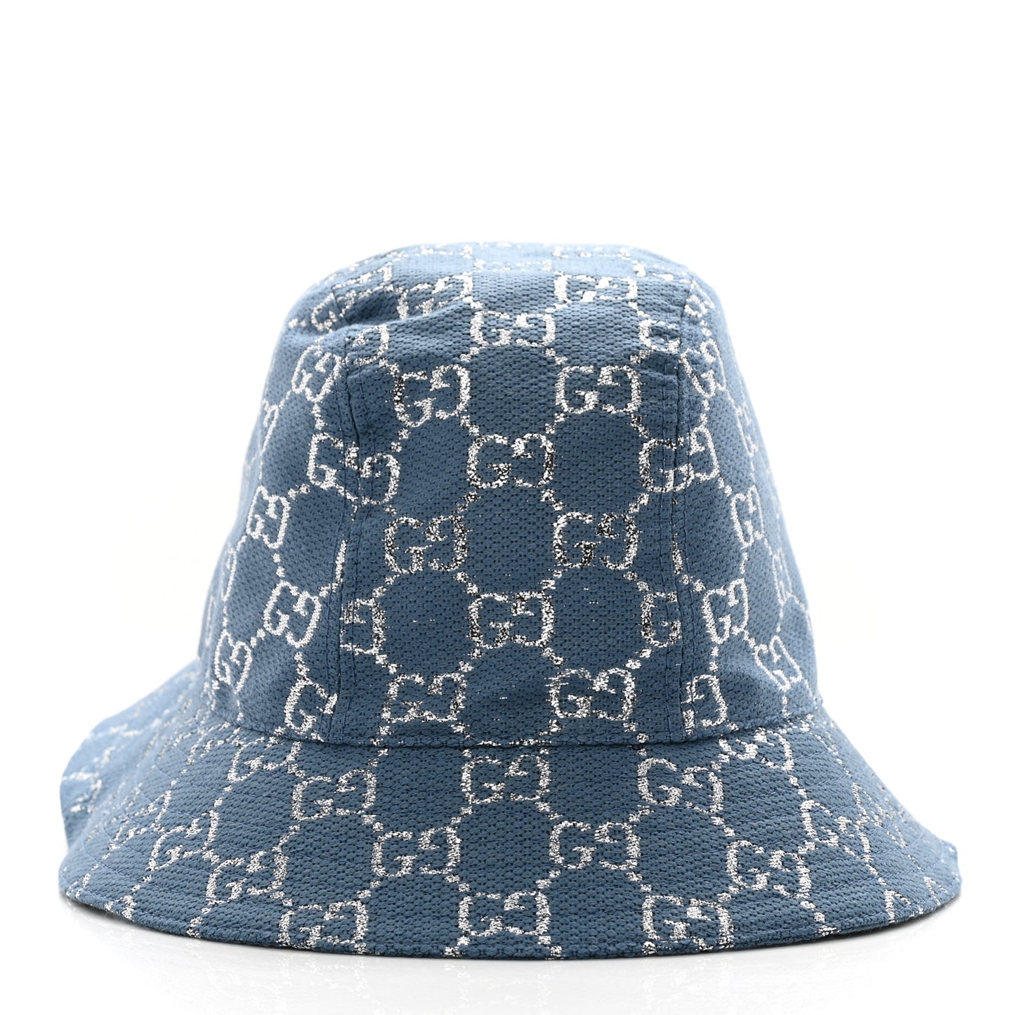 Canvas Lame GG Monogram Bucket Hat XS Light Blue Silver