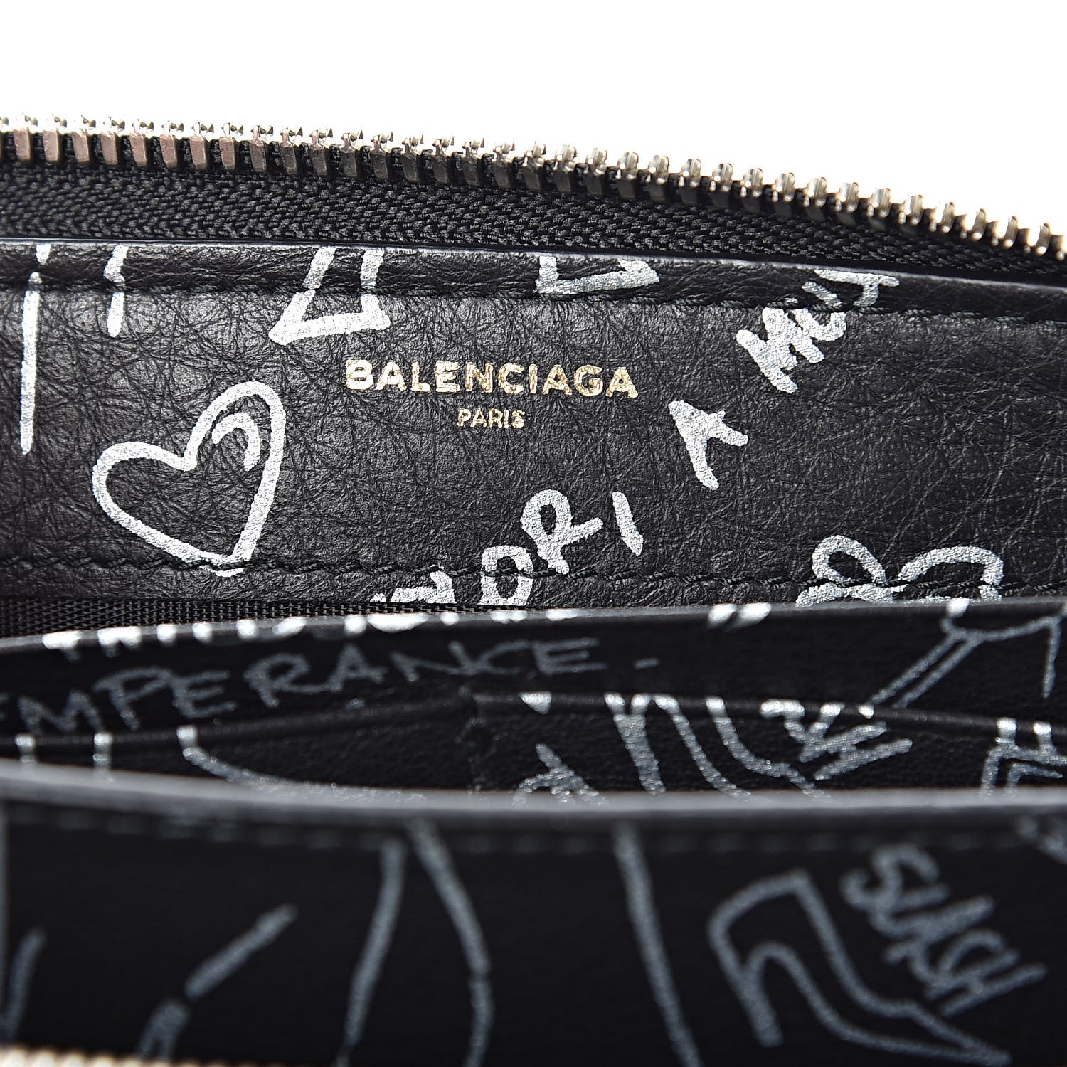 Balenciaga Calfskin Printed Tattoo Everyday Continental Zip Around Wallet Black Silver Hardware 6 of 8
