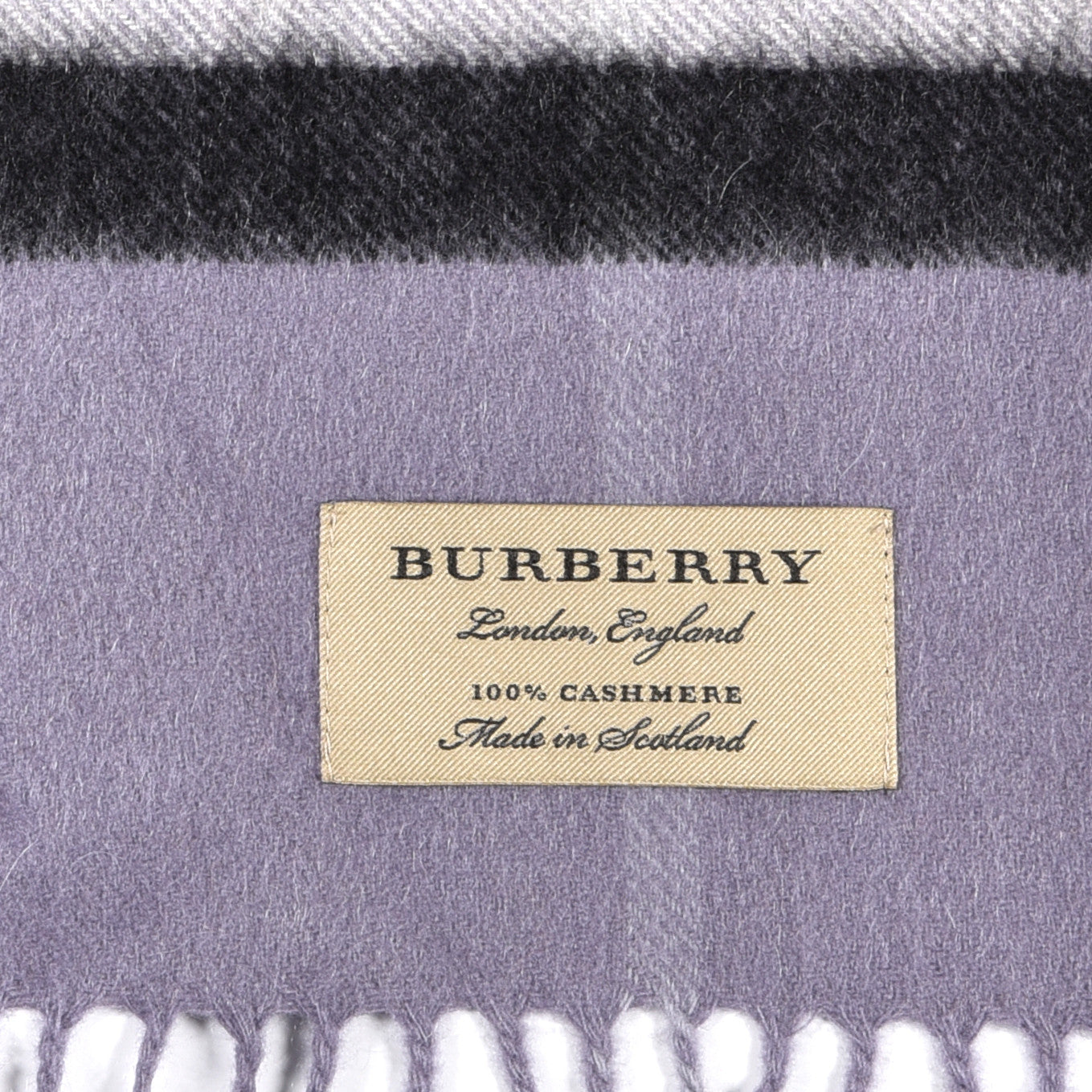 Cashmere Check Fringe Scarf Purple