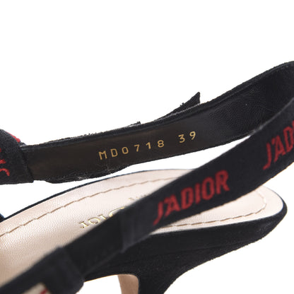 Christian Dior Mesh Plumetis Suede Ribbon J'Adior Slingback 65mm Pumps 39 Black Rouge 8 of 11