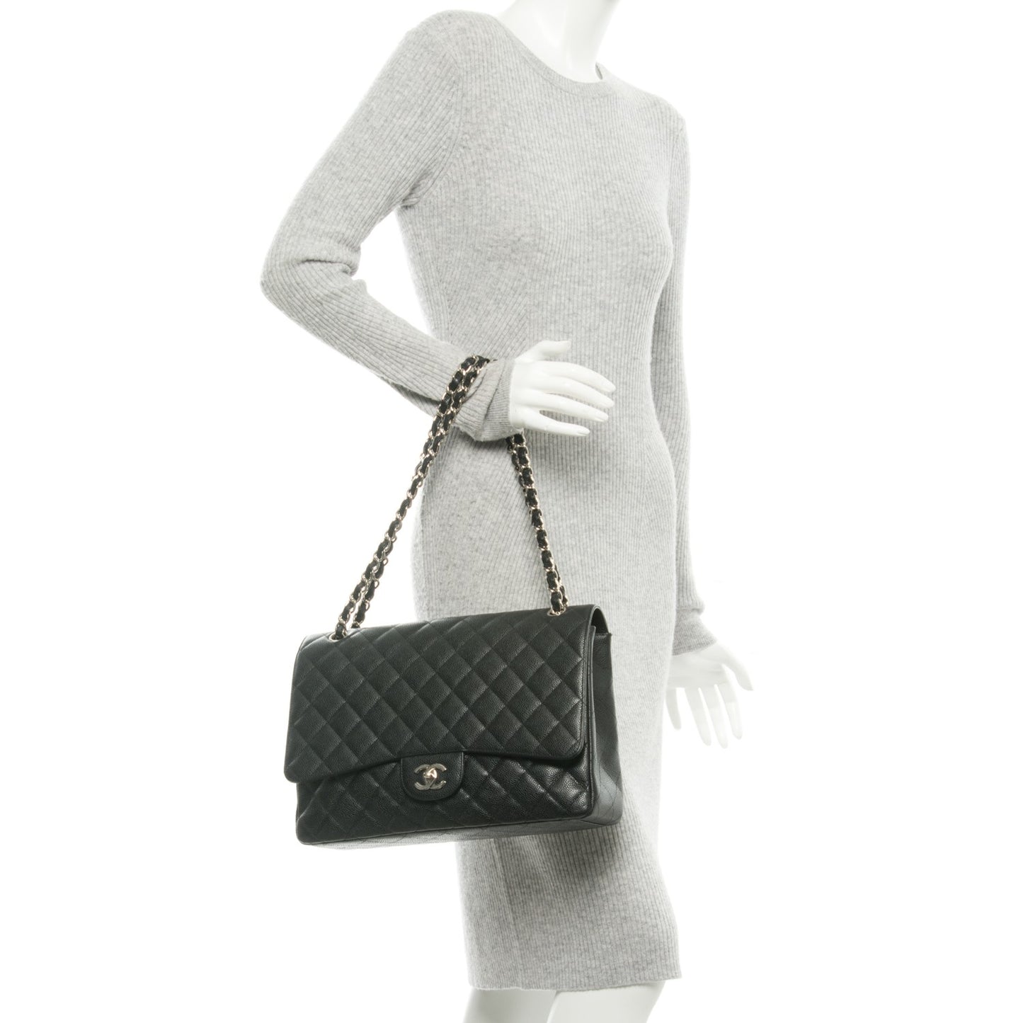 Caviar Quilted Maxi Single Flap Black