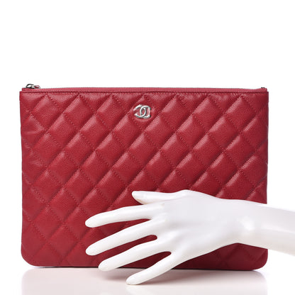 Chanel Caviar Quilted Medium Cosmetic Case Dark Red 2 of 6