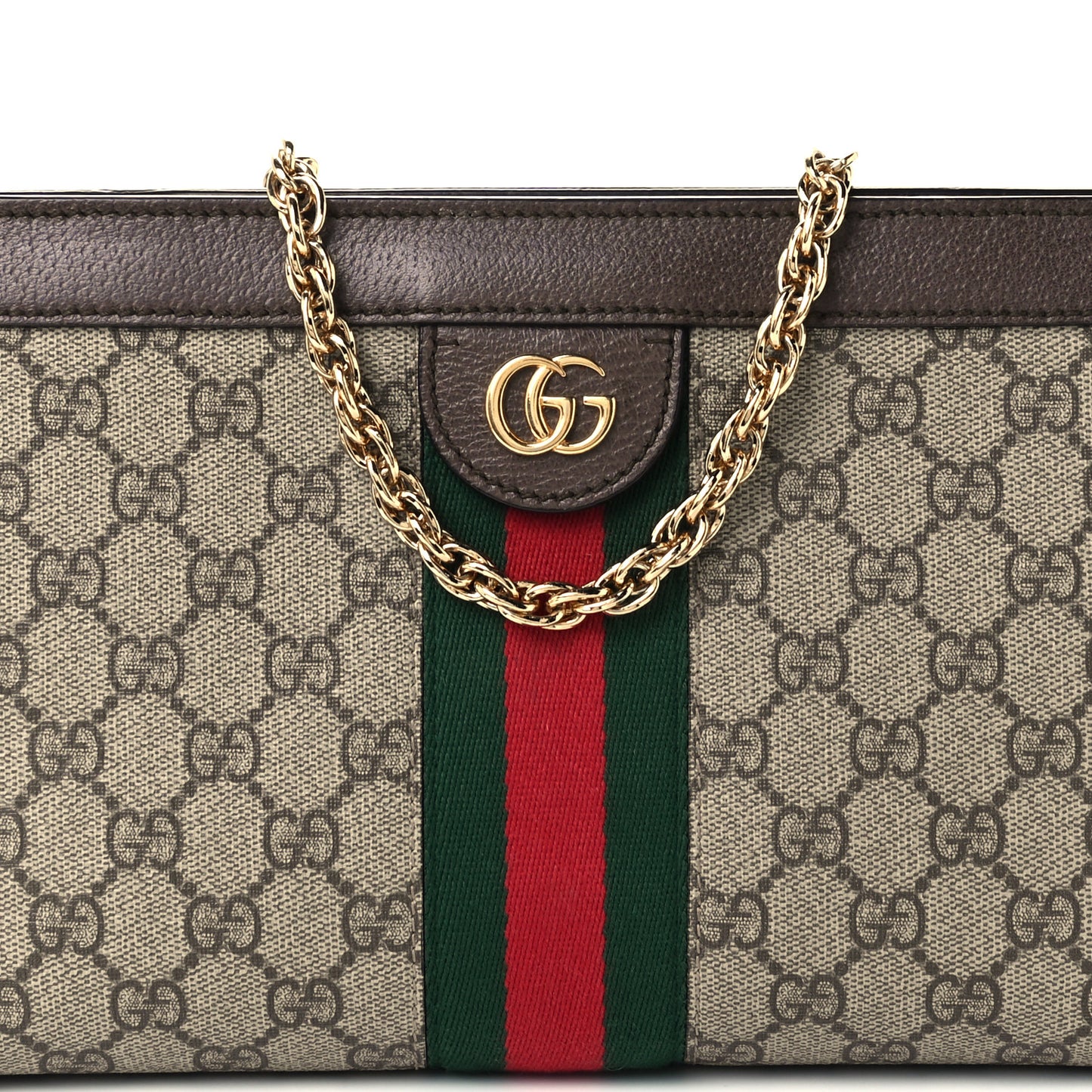 GG Supreme Monogram Web Small Ophidia Chain Shoulder Bag Brown
