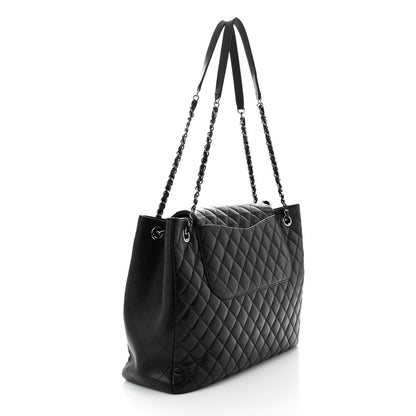 Chanel Lambskin Quilted Front Flap Tote Black 3 of 12