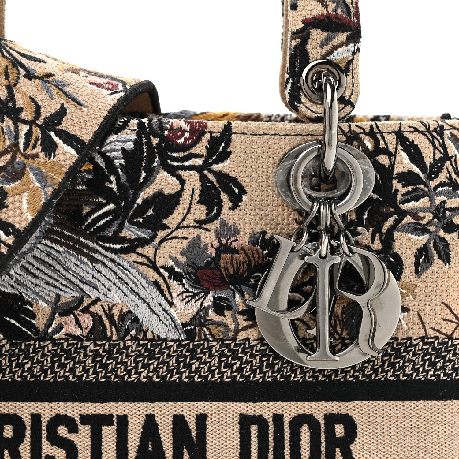 Christian Dior Canvas Embroidered Jardin D'Hiver Medium Lady D-Lite Beige Multicolor 8 of 11