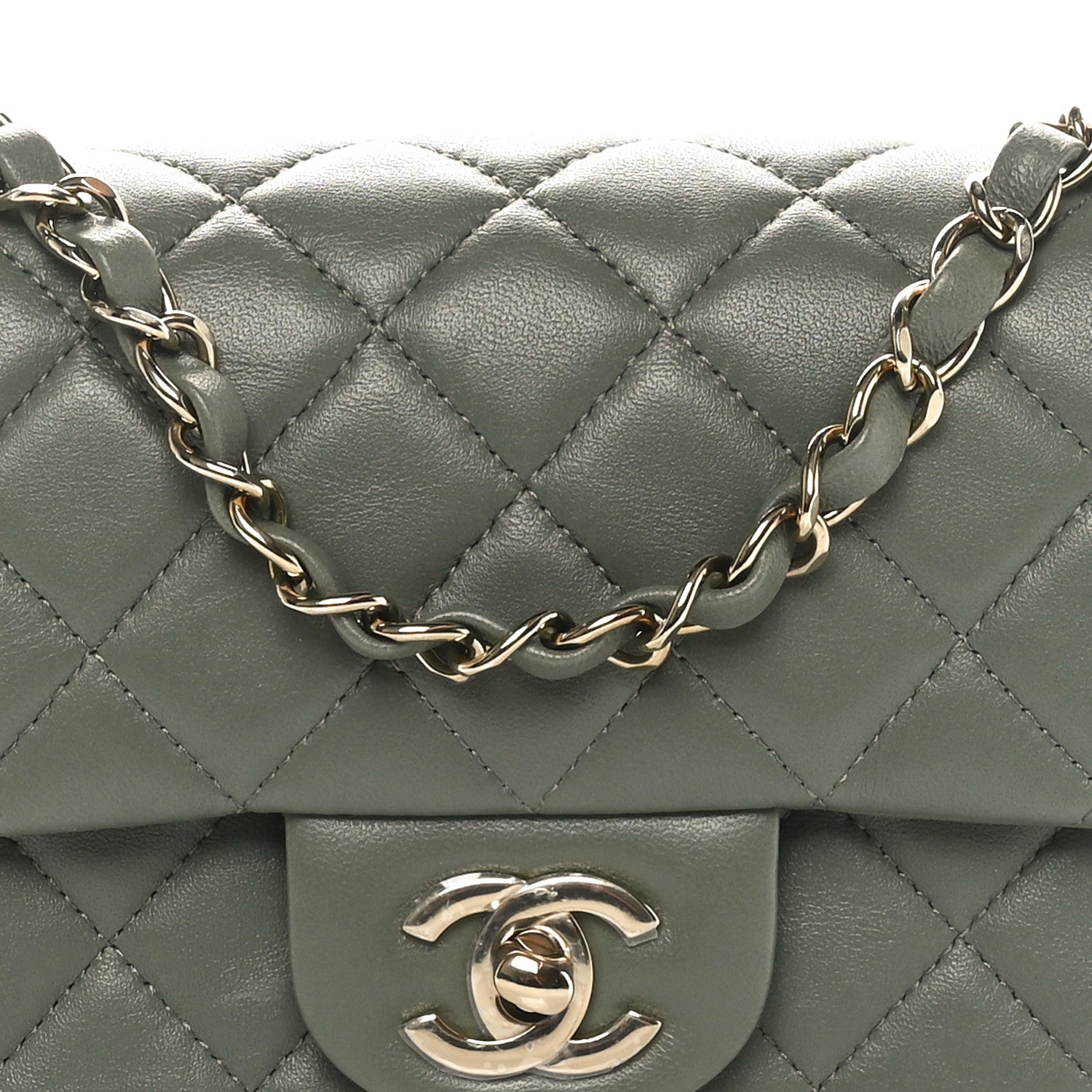 Chanel Lambskin Quilted Mini Rectangular Flap Green 5 of 10