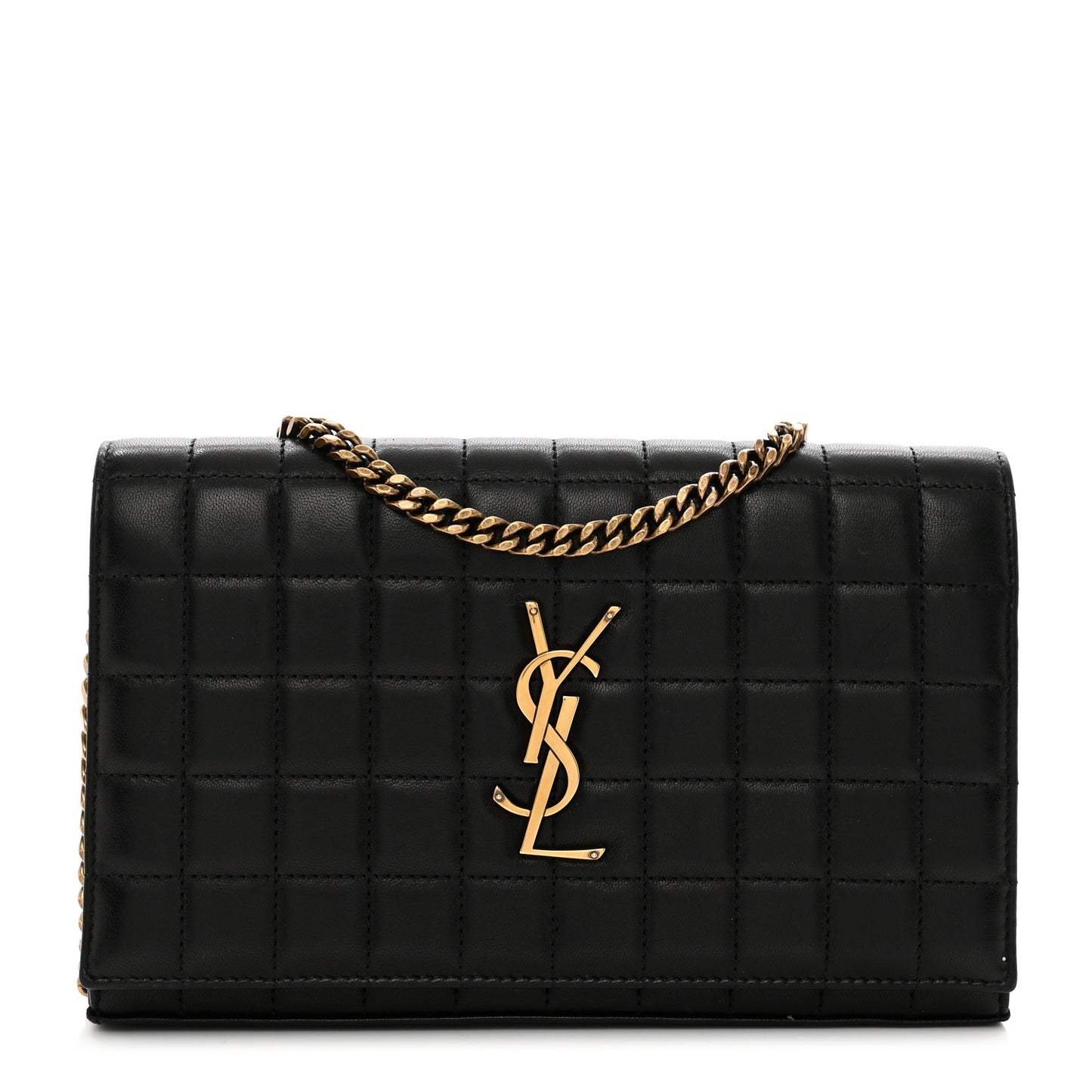 Lambskin Carre Quilted Cassandre Chain Wallet Black