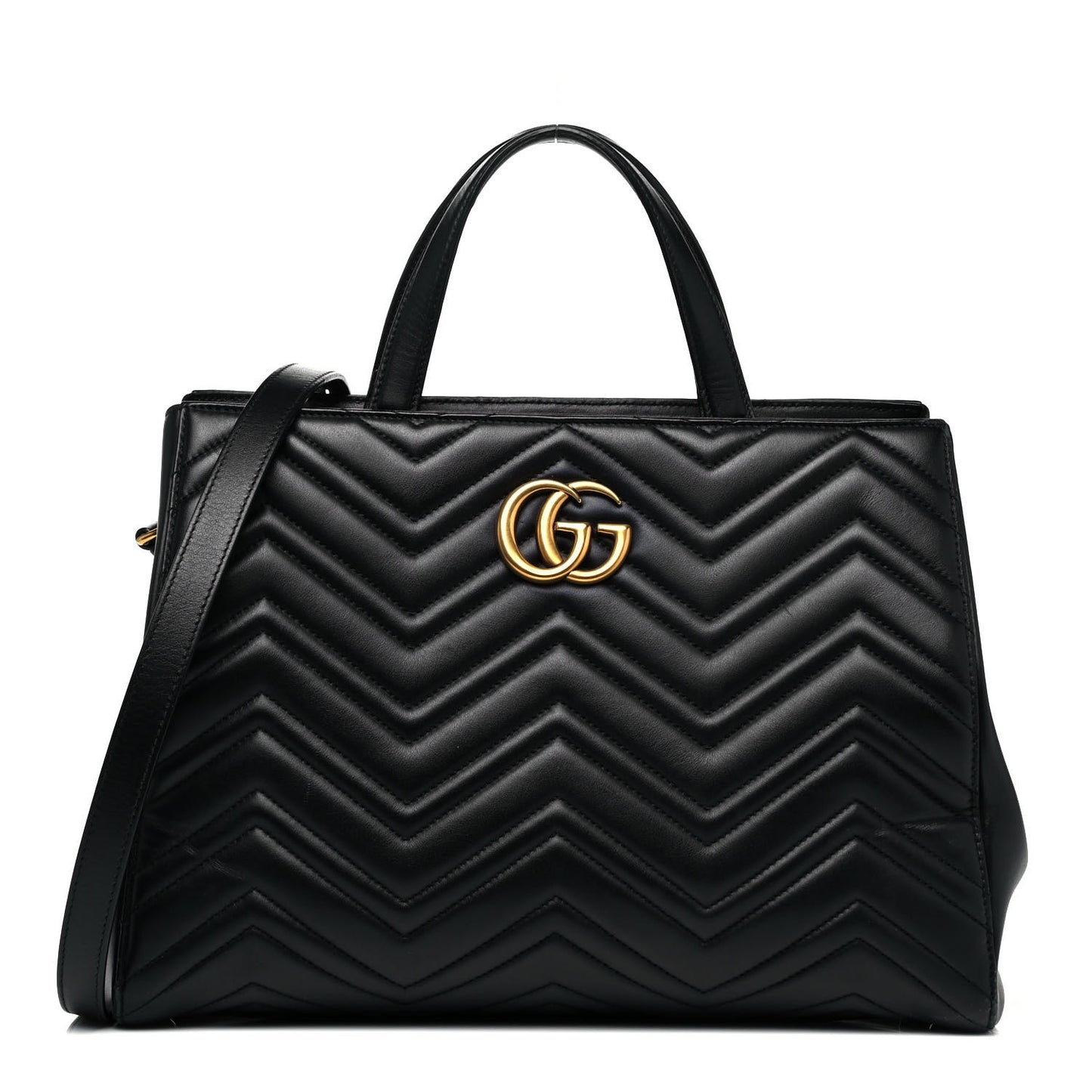 Calfskin Matelasse Medium GG Marmont Tote Black