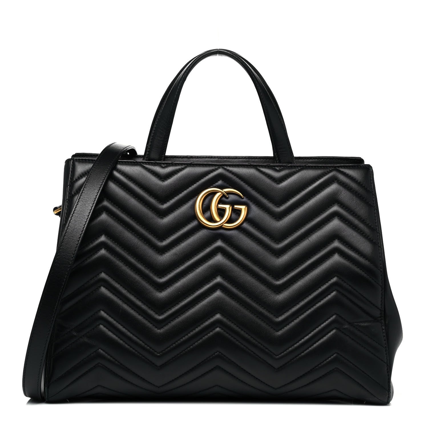Gucci Calfskin Matelasse Medium GG Marmont Tote Black 1 of 10