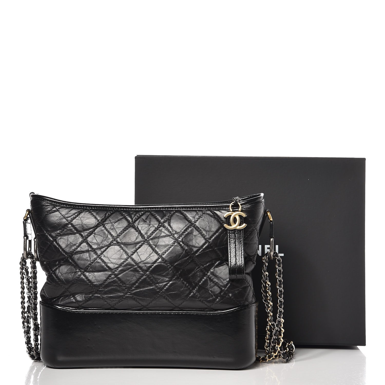 Chanel Aged Calfskin Quilted Medium Gabrielle Hobo Black 8 of 8