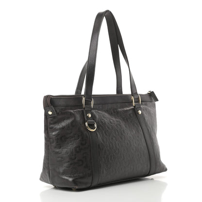 Gucci Calfskin Horsebit Embossed Medium Abbey Tote Dark Brown 3 of 14