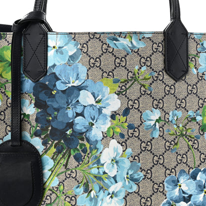 Gucci GG Supreme Monogram Blooms Medium Reversible Tote Beige Blue Navy 11 of 16