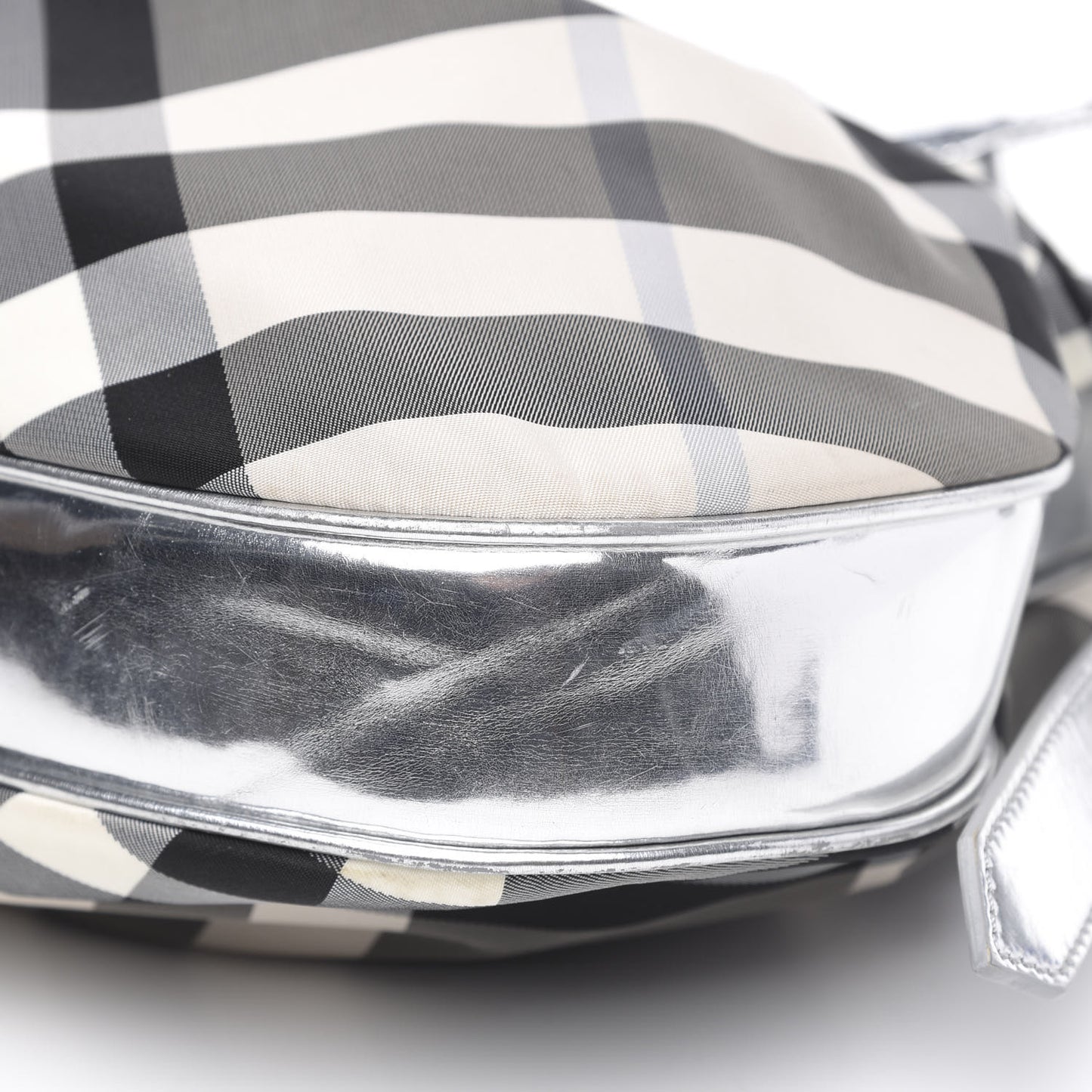 Metallic Beat Check Small Brooklyn Hobo Silver Black