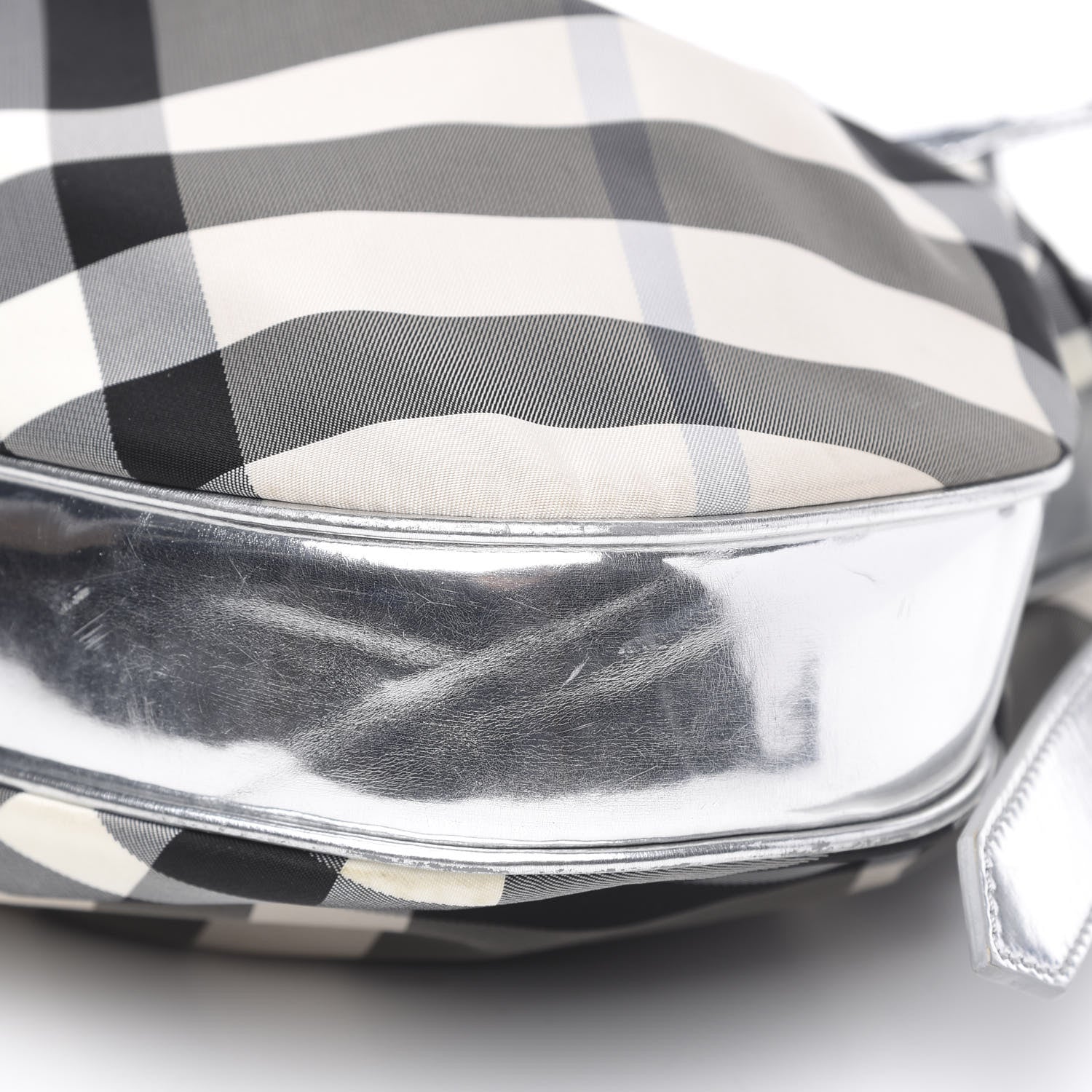 Burberry Metallic Beat Check Small Brooklyn Hobo Silver Black 10 of 14