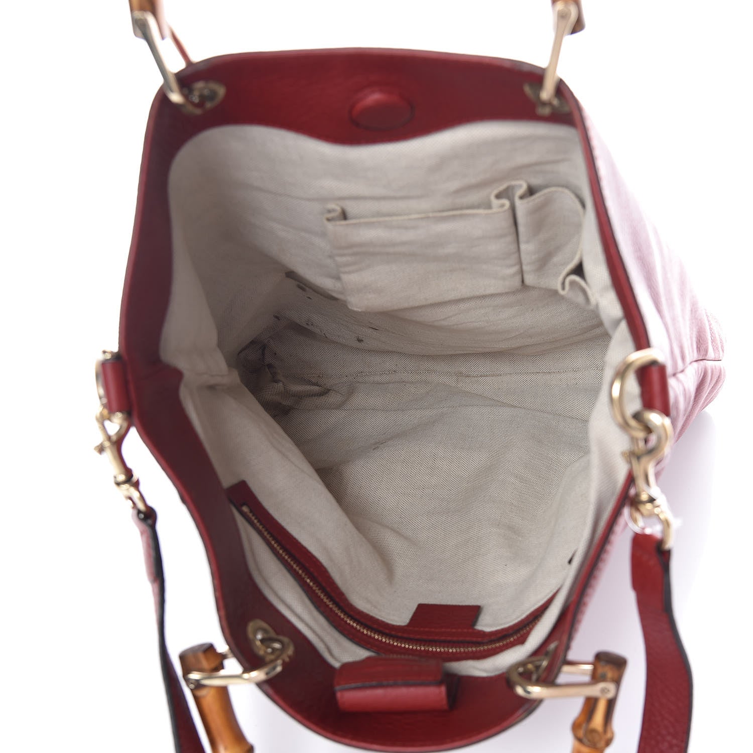 Gucci Pebbled Calfskin Bamboo Shopper Tote Red 7 of 13