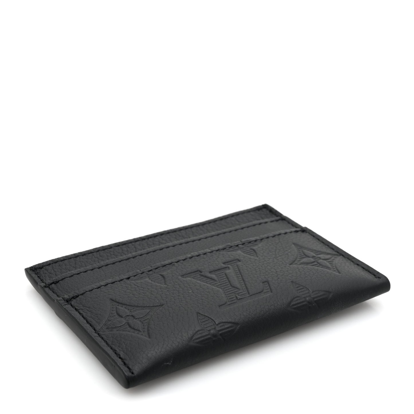 Calfskin Monogram Shadow Double Card Holder Black