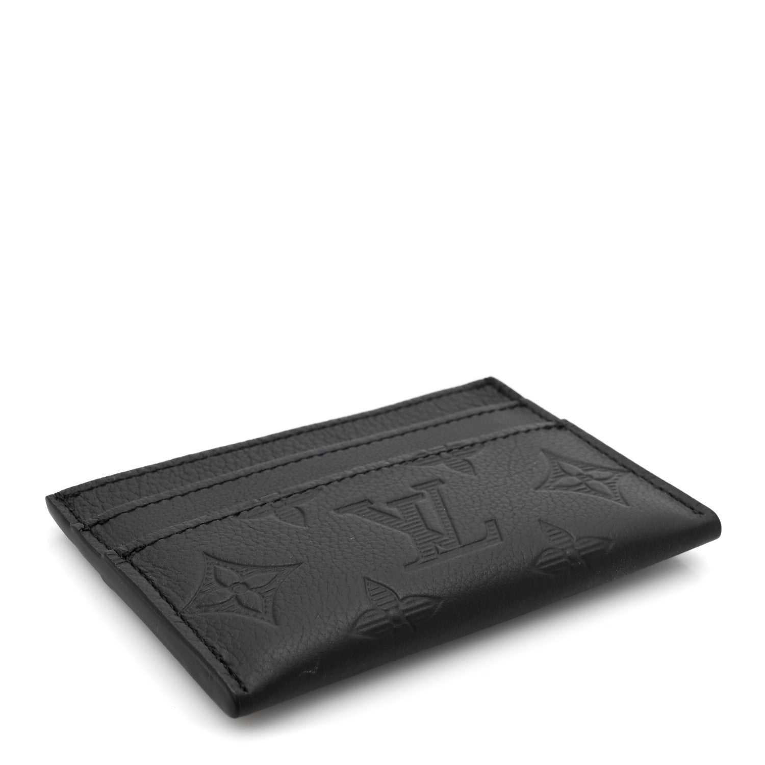 Louis Vuitton Calfskin Monogram Shadow Double Card Holder Black 4 of 7