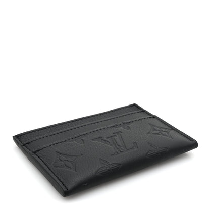 Louis Vuitton Calfskin Monogram Shadow Double Card Holder Black 4 of 7