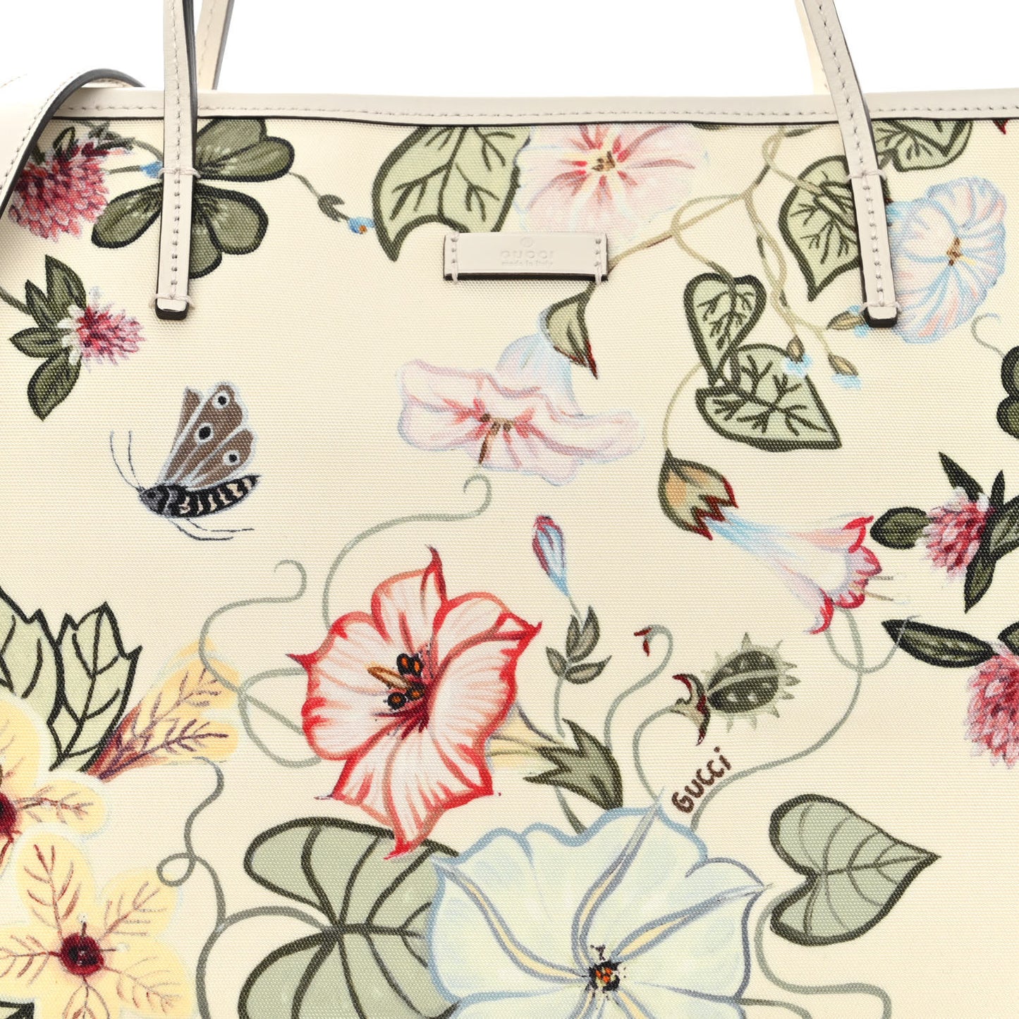 Canvas Flora Knight Medium Zippered Tote White